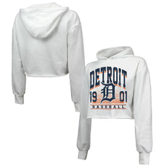 Detroit Tigers Majestic Threads Women's Cropped Have A Field Day Tri-Blend Hoodie On Sale