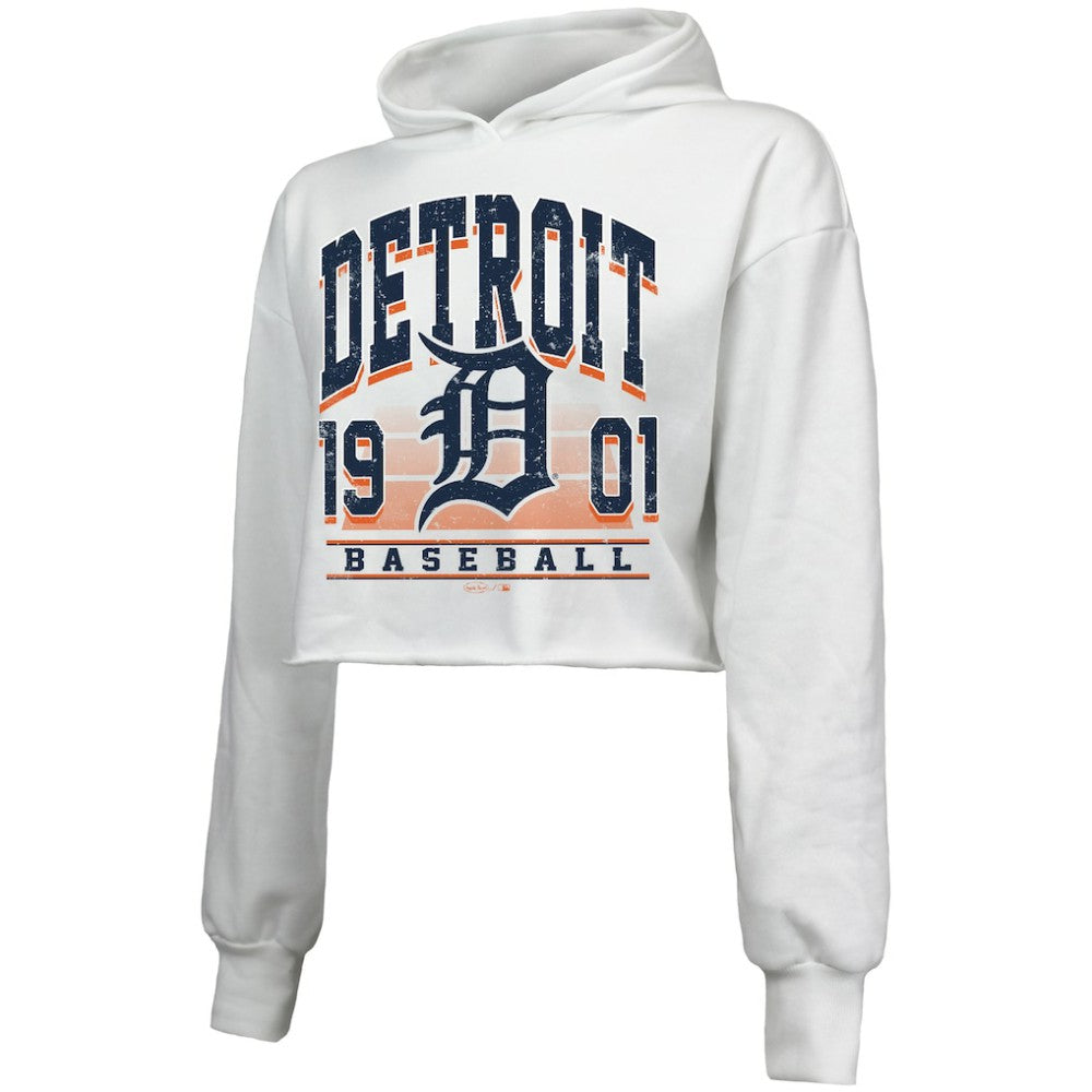 Detroit Tigers Majestic Threads Women's Cropped Have A Field Day Tri-Blend Hoodie On Sale