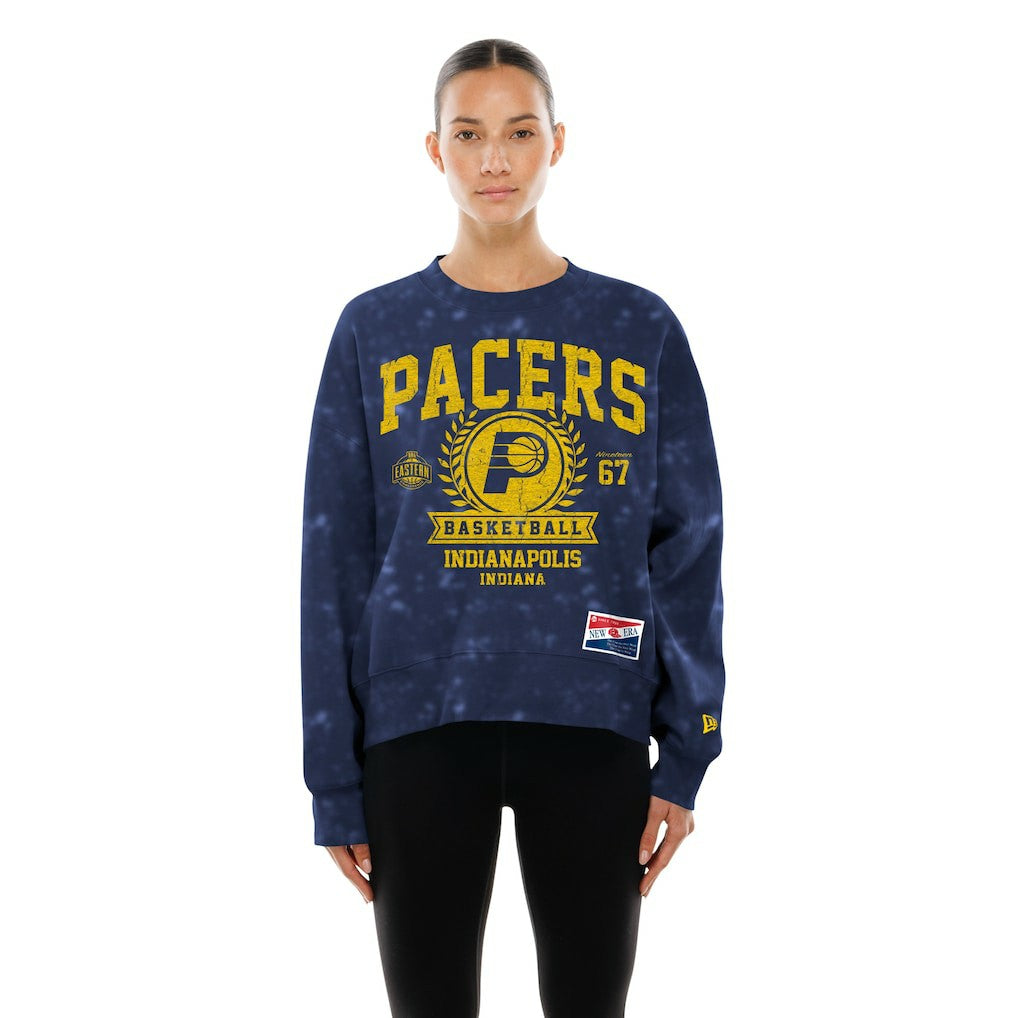 New Era - Indiana Pacers Women's Throwback Collection Mineral Wash Crewneck Sweatshirt - Navy