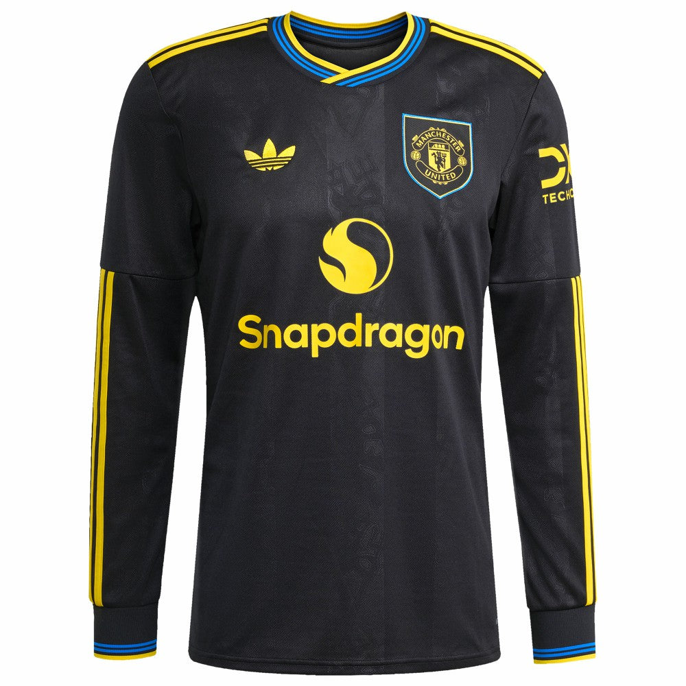 Adidas Manchester United 2025/26 Third Replica Long Sleeve Custom Jerseys - Black