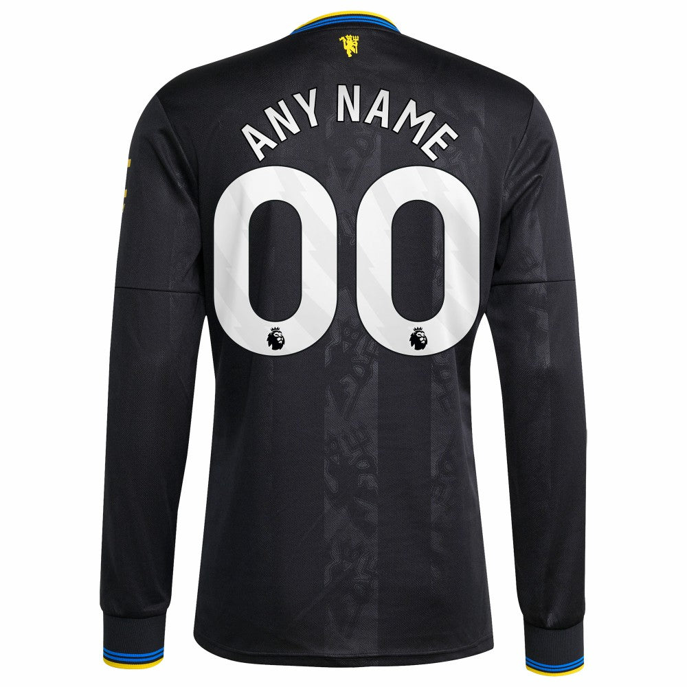 Adidas Manchester United 2025/26 Third Replica Long Sleeve Custom Jerseys - Black