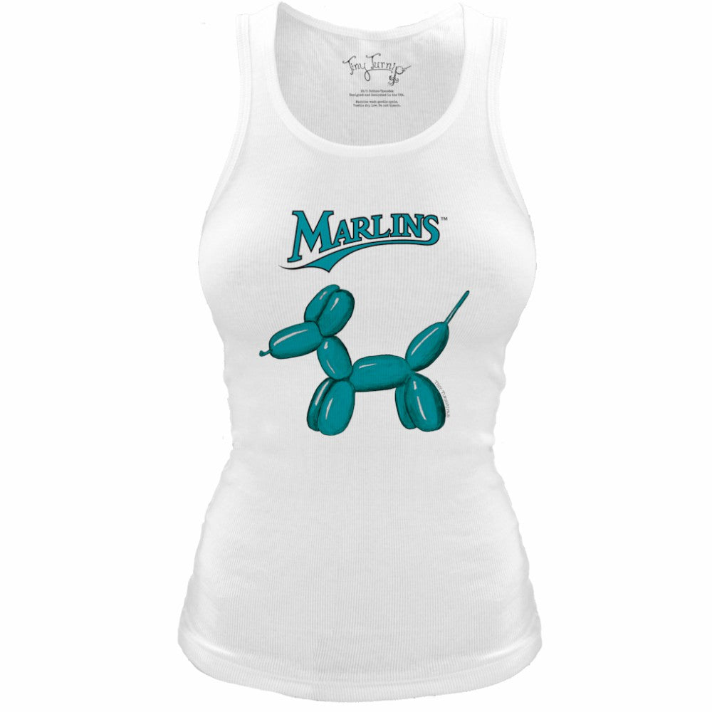 Miami Marlins Tiny Turnip Women's Fitted Balloon Dog Tri-Blend Tank Top Lifestyle
