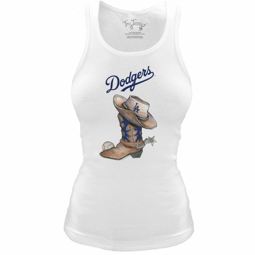 Los Angeles Dodgers Tiny Turnip Women's Fitted Vintage Cowboy Boot Tri-Blend Tank Top Online
