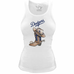 Los Angeles Dodgers Tiny Turnip Women's Fitted Vintage Cowboy Boot Tri-Blend Tank Top Online
