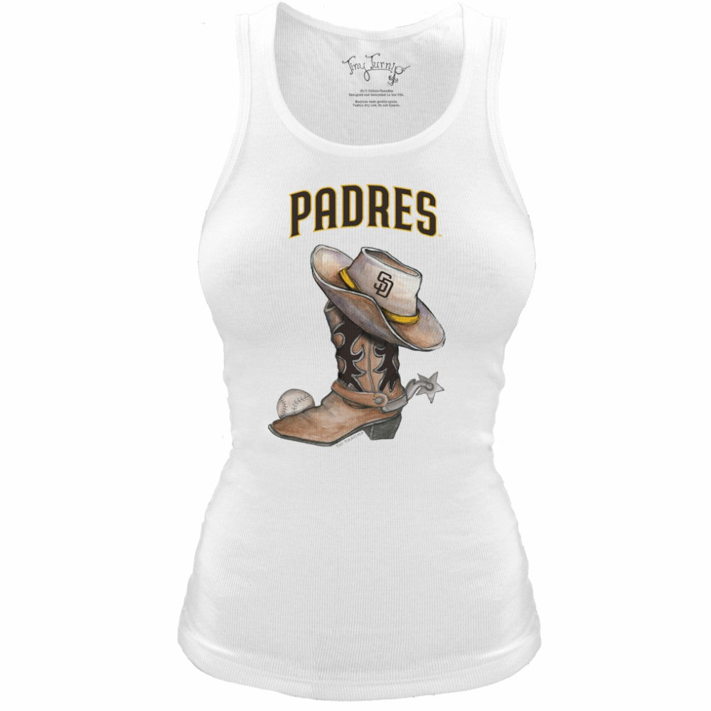 San Diego Padres Tiny Turnip Women's Fitted Vintage Cowboy Boot Tri-Blend Tank Top Clearance
