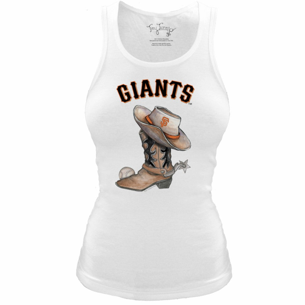 San Francisco Giants Tiny Turnip Women's Fitted Vintage Cowboy Boot Tri-Blend Tank Top for sale