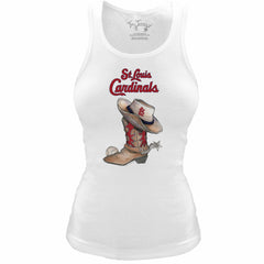 St. Louis Cardinals Tiny Turnip Women's Fitted Vintage Cowboy Boot Tri-Blend Tank Top Online