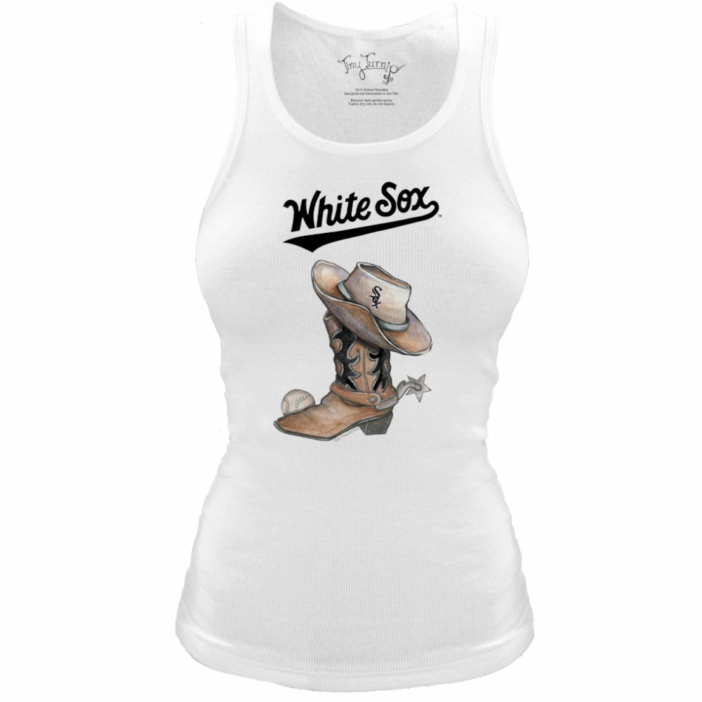 Chicago White Sox Tiny Turnip Women's Fitted Vintage Cowboy Boot Tri-Blend Tank Top On Sale