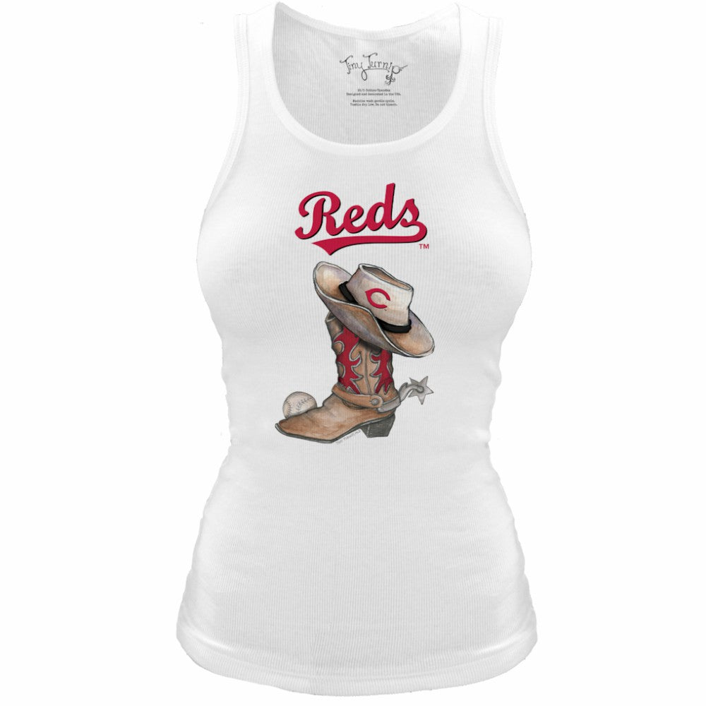 Cincinnati Reds Tiny Turnip Women's Fitted Vintage Cowboy Boot Tri-Blend Tank Top for sale