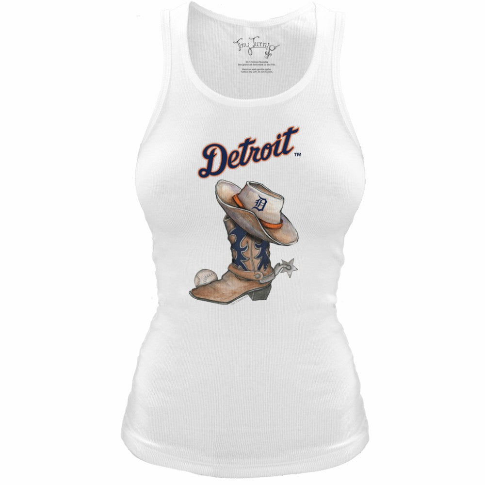Detroit Tigers Tiny Turnip Women's Fitted Vintage Cowboy Boot Tri-Blend Tank Top Clearance
