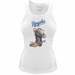 Kansas City Royals Tiny Turnip Women's Fitted Vintage Cowboy Boot Tri-Blend Tank Top for sale
