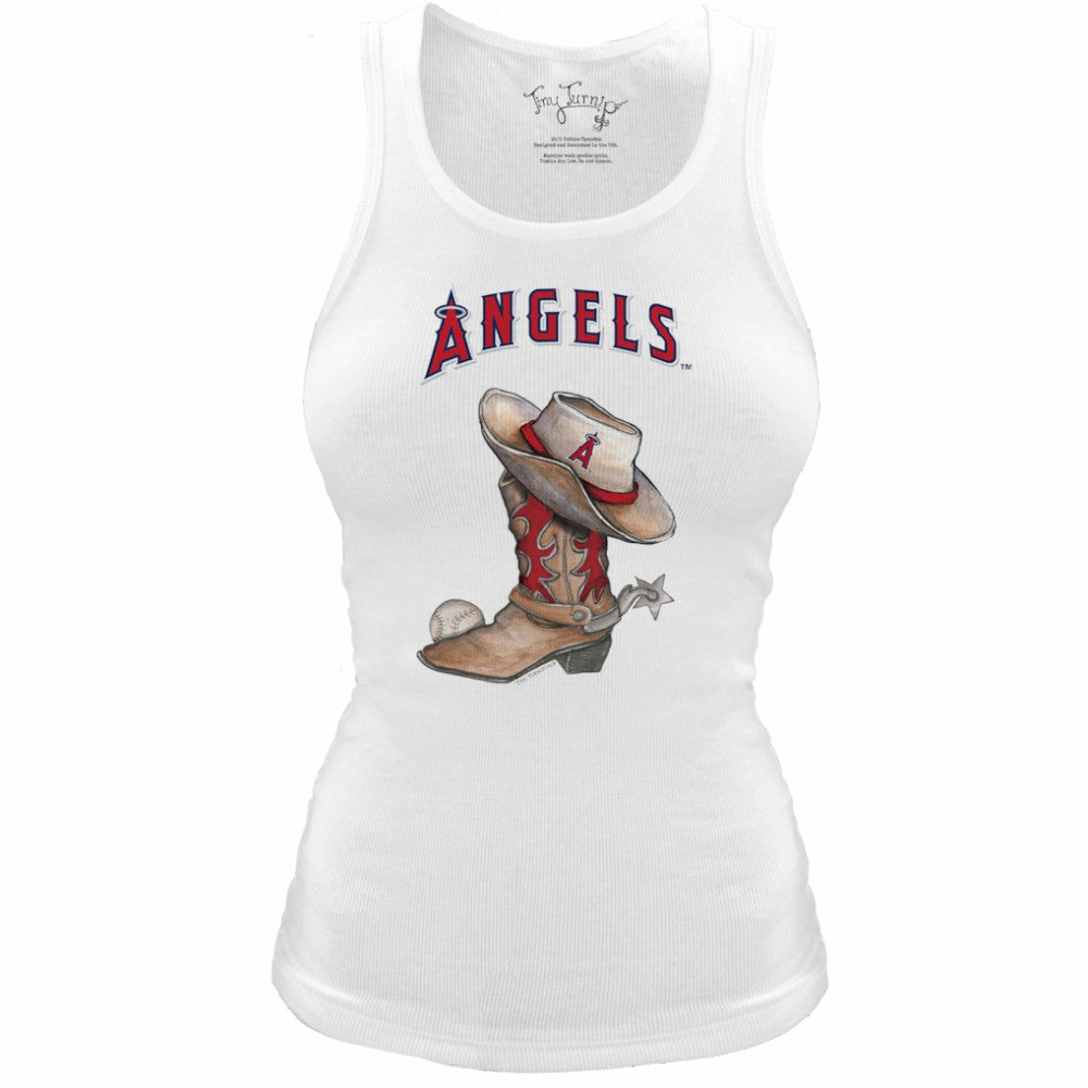 Los Angeles Angels Tiny Turnip Women's Fitted Vintage Cowboy Boot Tri-Blend Tank Top for sale