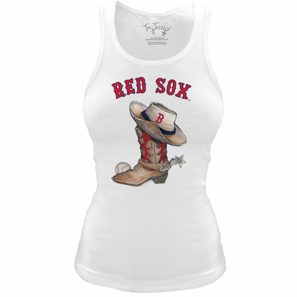 Boston Red Sox Tiny Turnip Women's Fitted Vintage Cowboy Boot Tri-Blend Tank Top Lifestyle