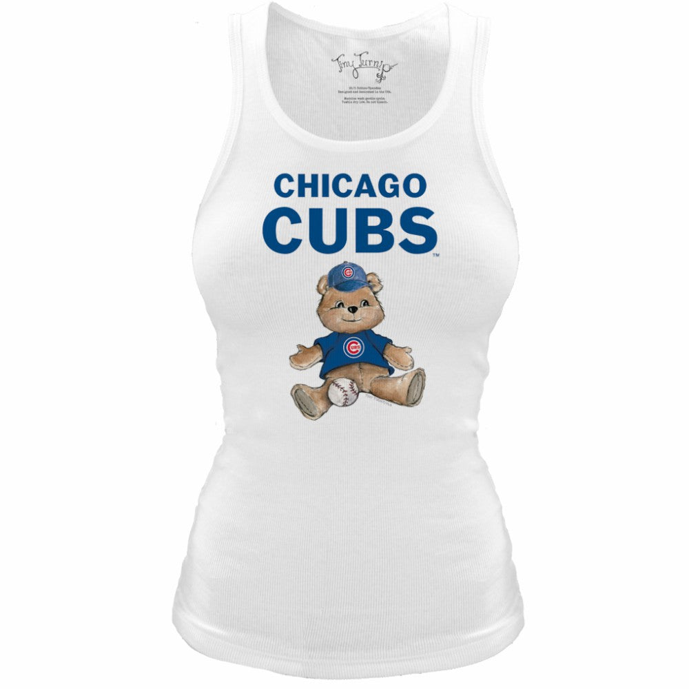 Chicago Cubs Tiny Turnip Women's Fitted Teddy Bear Tri-Blend Tank Top Clearance