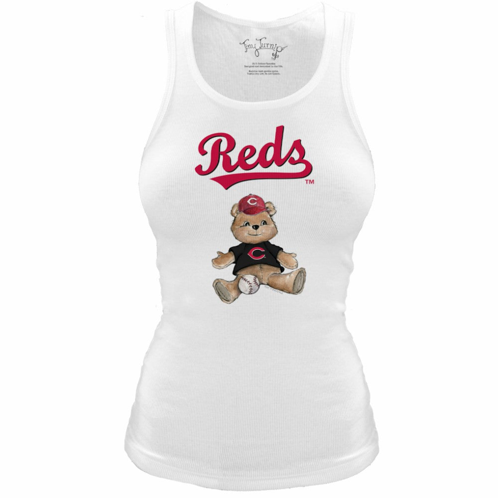 Cincinnati Reds Tiny Turnip Women's Fitted Teddy Bear Tri-Blend Tank Top On Sale