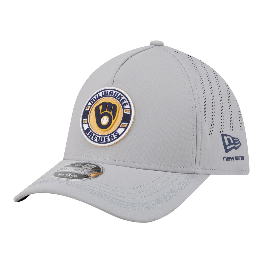 Milwaukee Brewers New Era Patch 39THIRTY A-Frame M-Crown Perforated Flex Hat On Sale