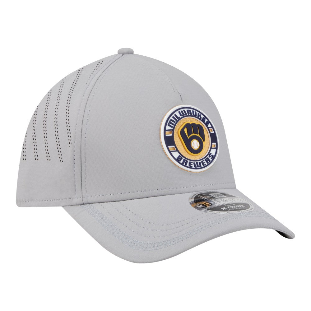 Milwaukee Brewers New Era Patch 39THIRTY A-Frame M-Crown Perforated Flex Hat On Sale