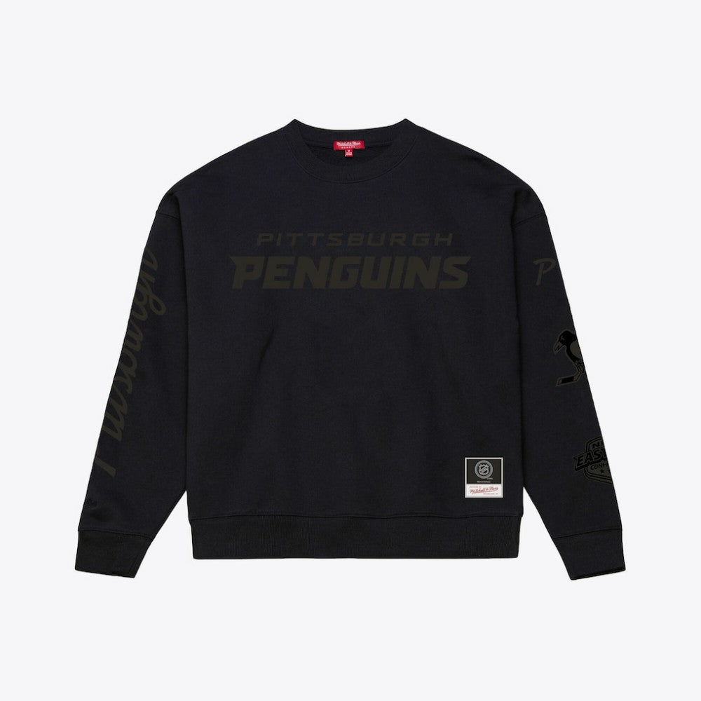 Pittsburgh Penguins Mitchell & Ness Unisex Phantom Fleece Crew Neck Sweatshirt Black