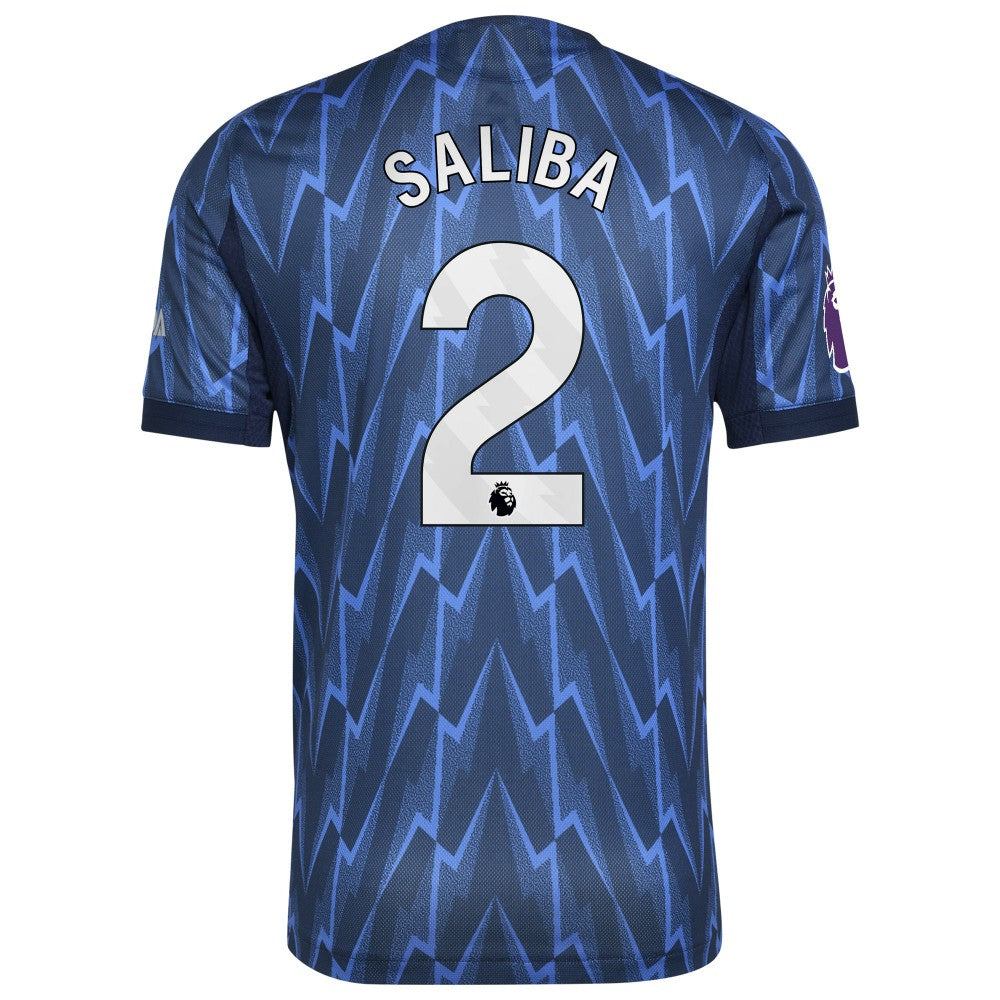 Adidas William Saliba Arsenal 2025/26 Away Player Jerseys - Blue