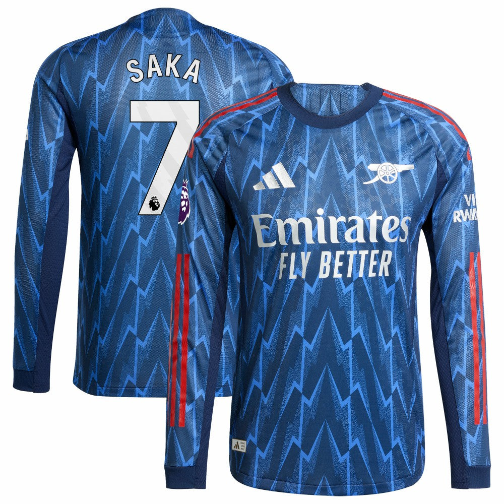 Adidas Bukayo Saka Arsenal 2025/26 Away Long Sleeve Player Jerseys - Blue