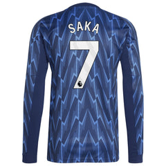 Adidas Bukayo Saka Arsenal 2025/26 Away Replica Long Sleeve Player Jerseys - Blue