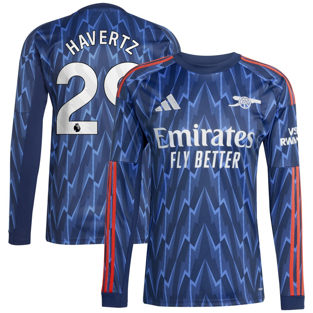 Adidas Kai Havertz Arsenal 2025/26 Away Replica Long Sleeve Player Jerseys - Blue