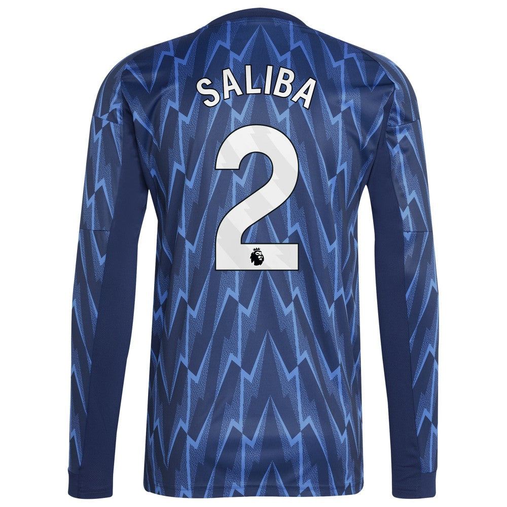 Adidas William Saliba Arsenal 2025/26 Away Replica Long Sleeve Player Jerseys - Blue
