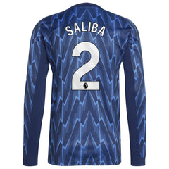 Adidas William Saliba Arsenal 2025/26 Away Replica Long Sleeve Player Jerseys - Blue