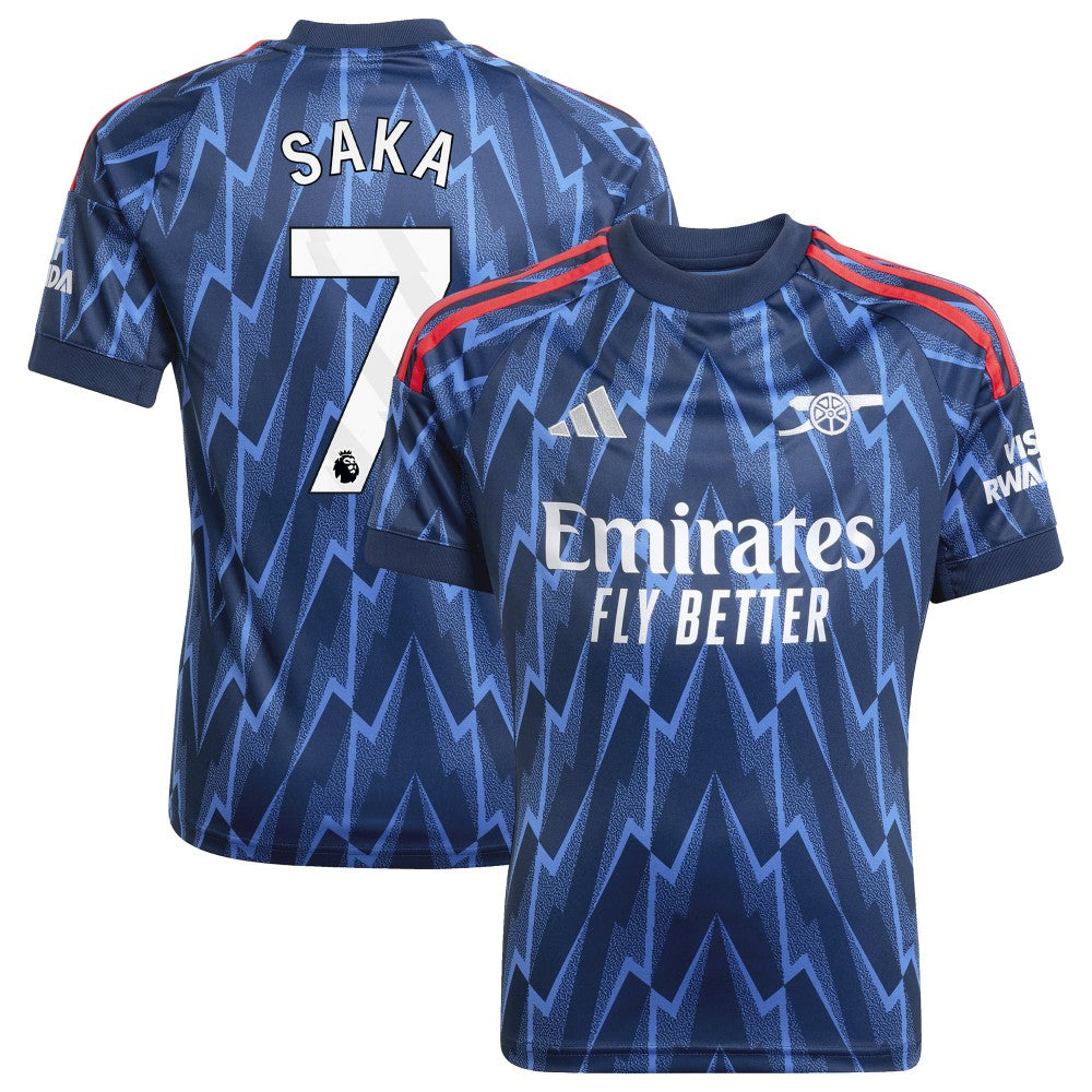 Adidas Bukayo Saka Arsenal Youth 2025/26 Away Replica Player Jerseys - Blue