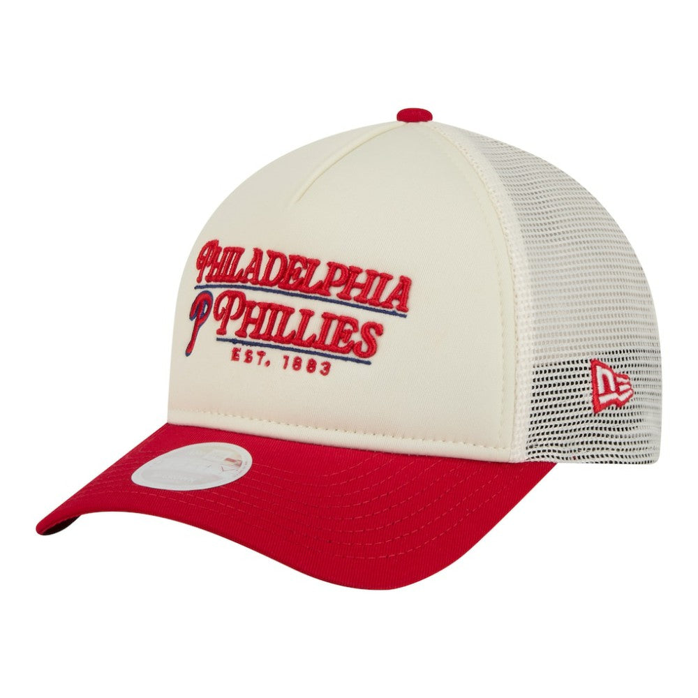 Philadelphia Phillies New Era Women's Retro 9FORTY M-Crown A-Frame Trucker Adjustable Hat Sale