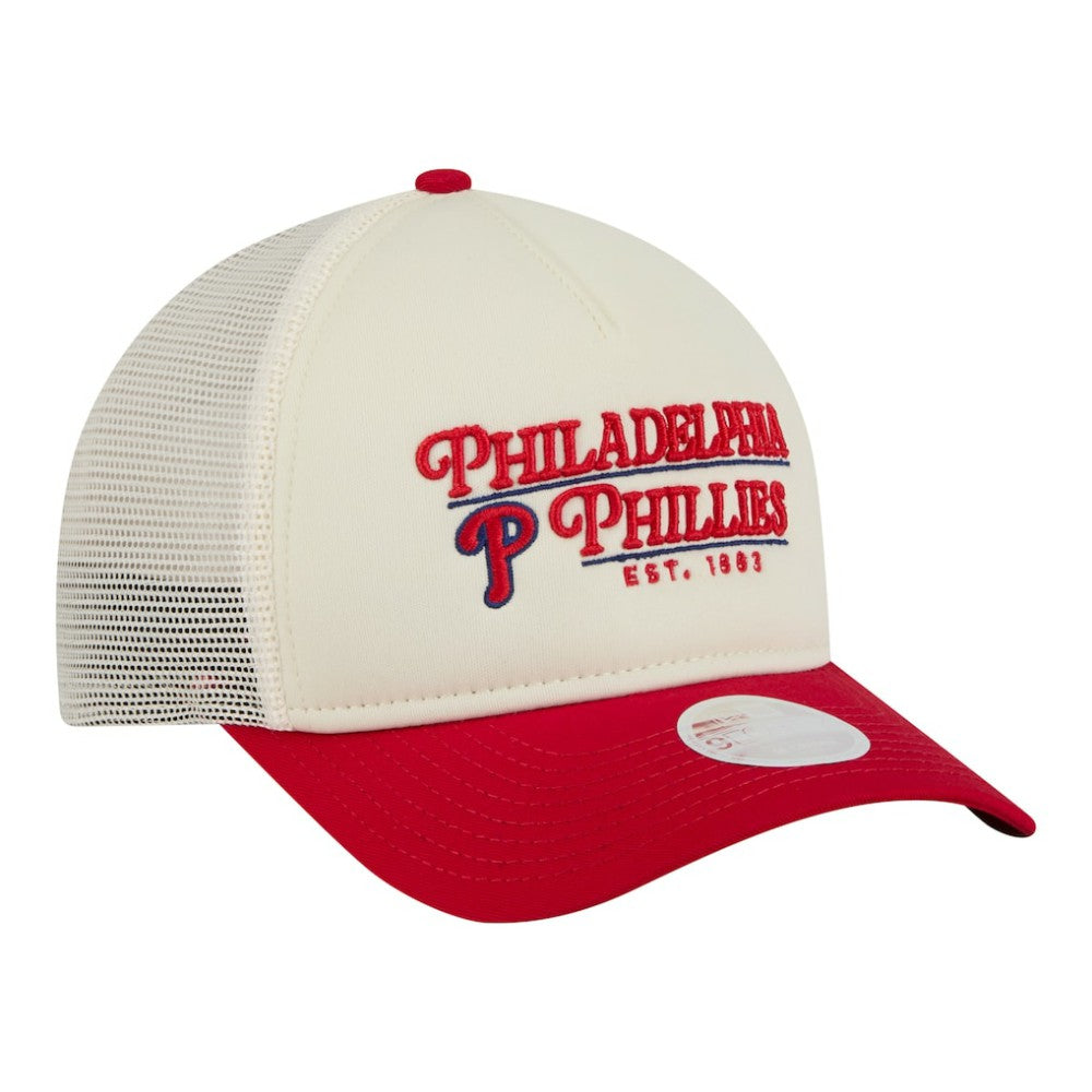 Philadelphia Phillies New Era Women's Retro 9FORTY M-Crown A-Frame Trucker Adjustable Hat Sale