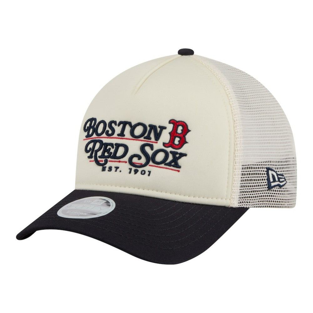 Boston Red Sox New Era Women's Retro 9FORTY M-Crown A-Frame Trucker Adjustable Hat Lifestyle
