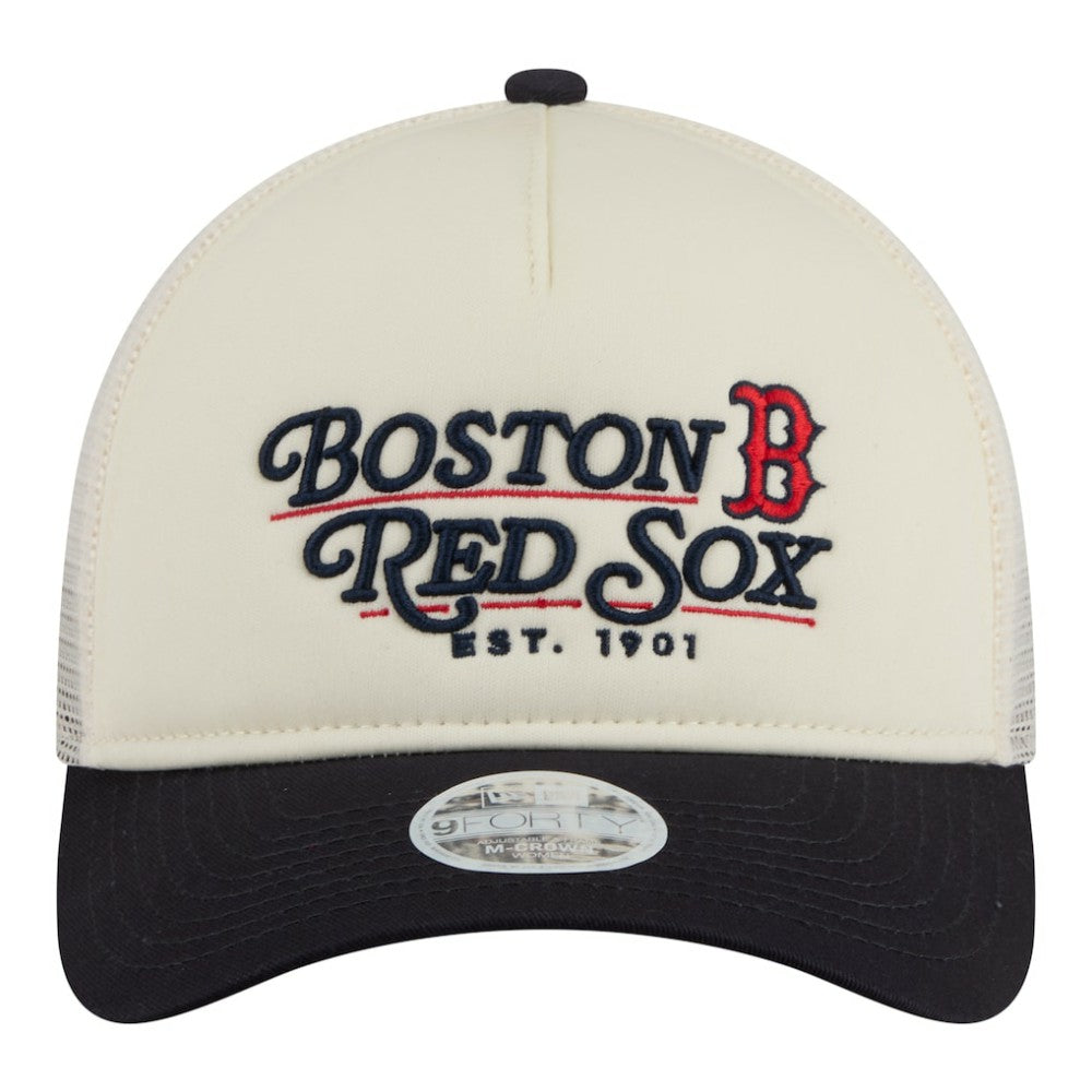 Boston Red Sox New Era Women's Retro 9FORTY M-Crown A-Frame Trucker Adjustable Hat Lifestyle