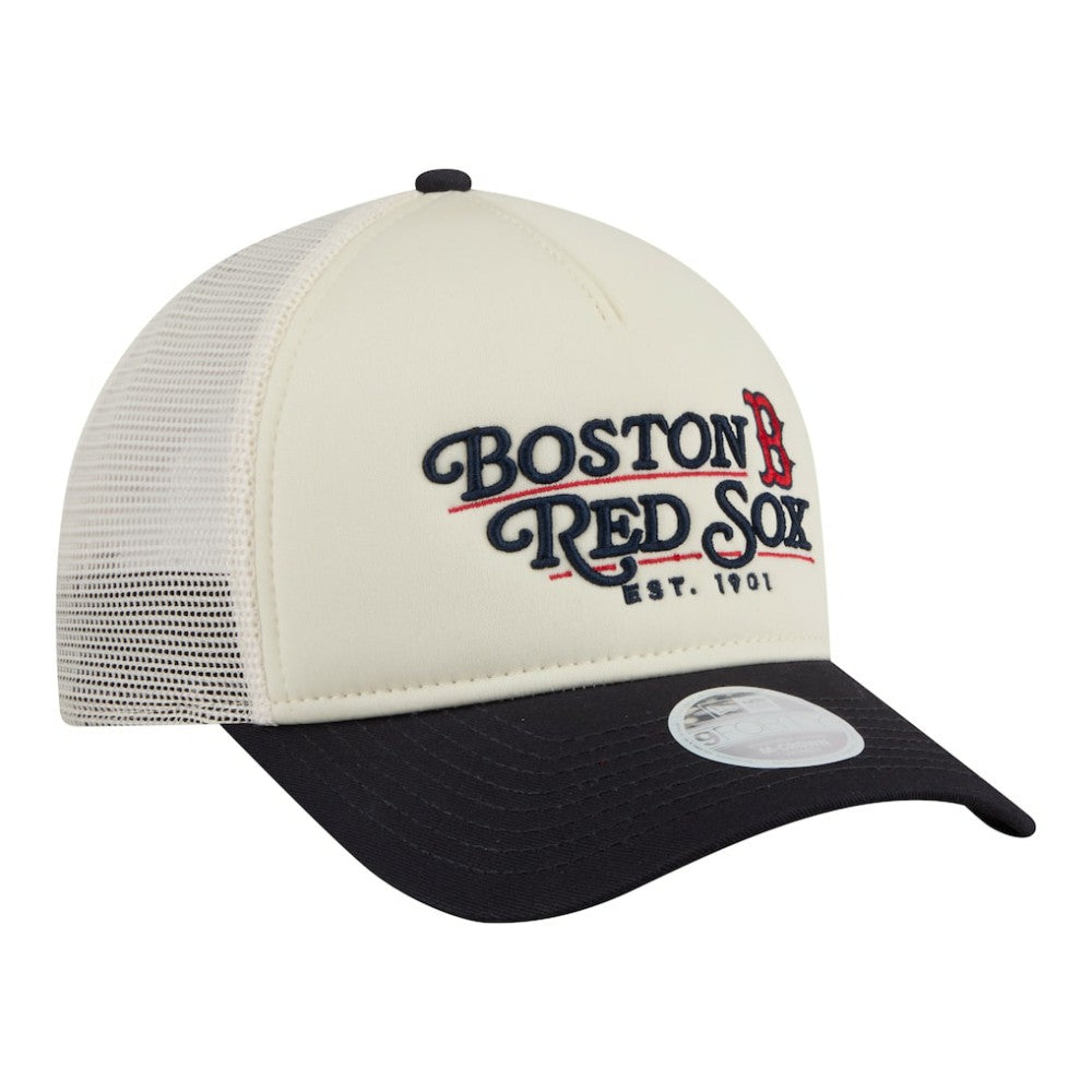 Boston Red Sox New Era Women's Retro 9FORTY M-Crown A-Frame Trucker Adjustable Hat Lifestyle