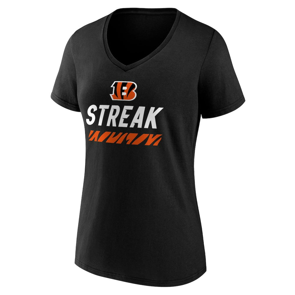 Cincinnati Bengals Women's Streak V-Neck T-Shirt Black - NFL