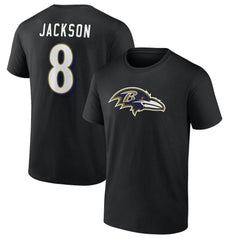 Lamar Jackson Baltimore Ravens Icon Name & Number T-Shirt Black - NFL