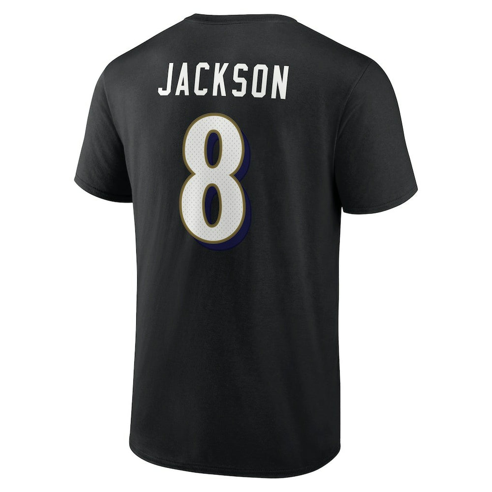 Lamar Jackson Baltimore Ravens Icon Name & Number T-Shirt Black - NFL
