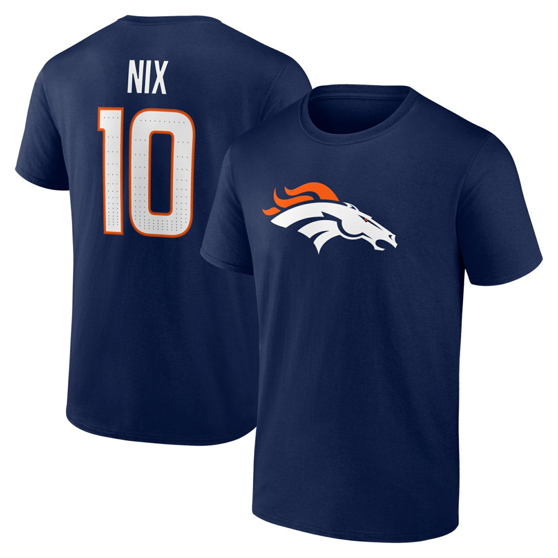 Bo Nix Denver Broncos Icon Name & Number T-Shirt Navy - NFL