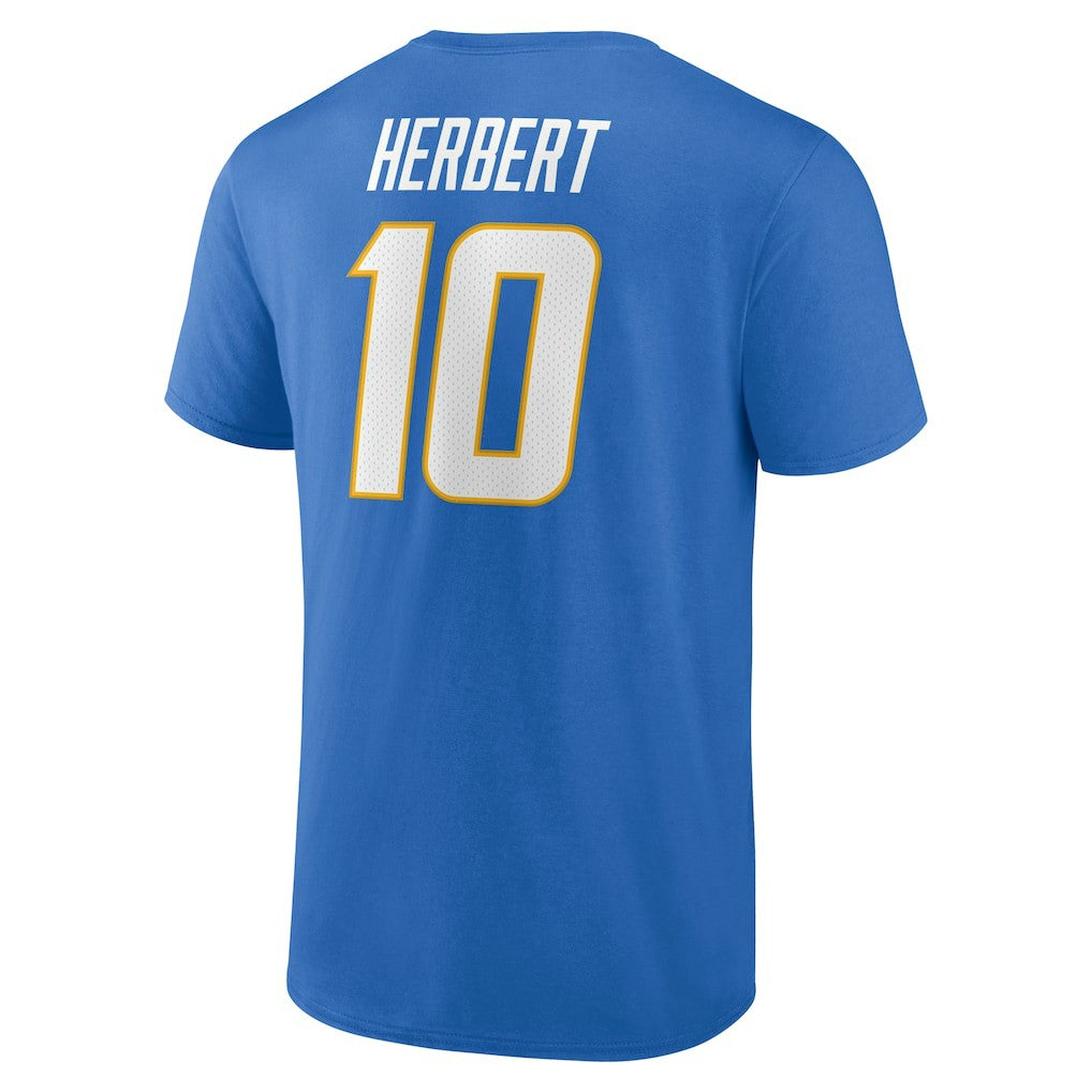 Justin Herbert Los Angeles Chargers Icon Name & Number T-Shirt Powder Blue - NFL