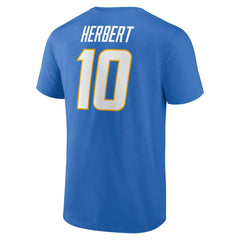 Justin Herbert Los Angeles Chargers Icon Name & Number T-Shirt Powder Blue - NFL