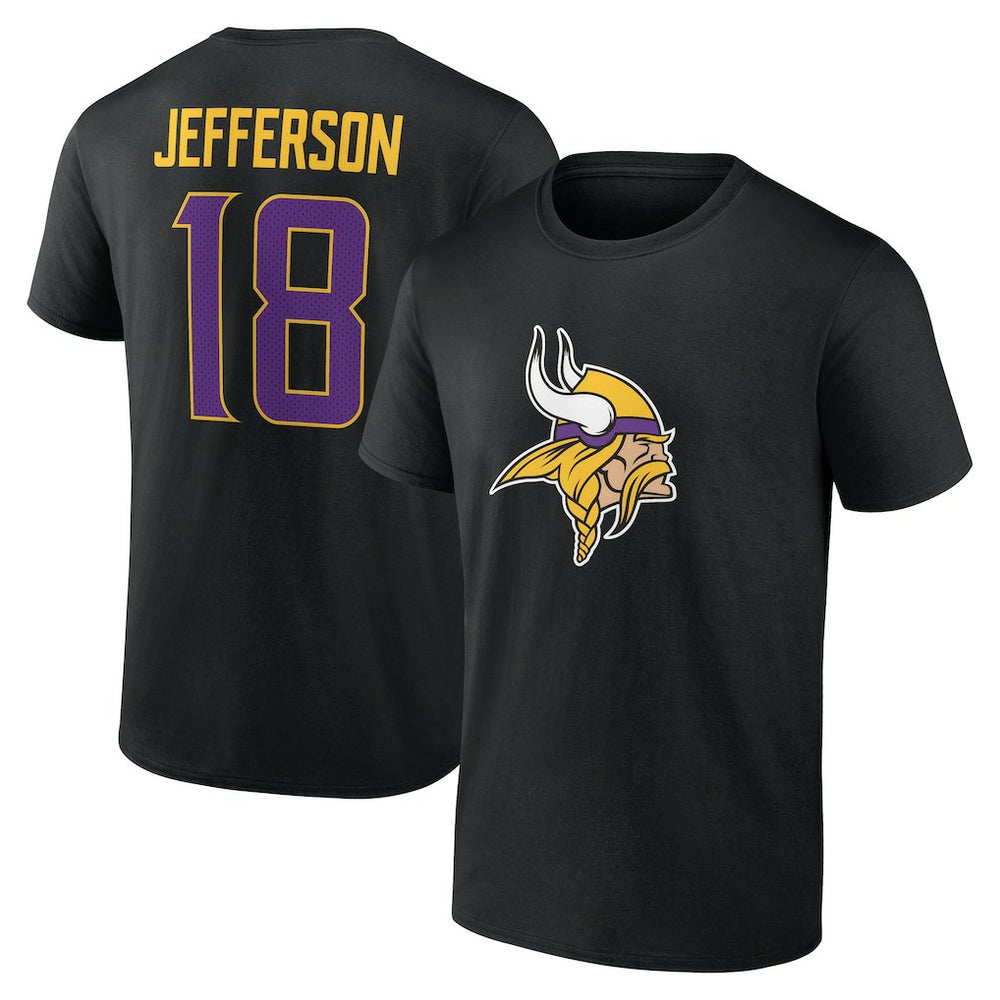 Justin Jefferson Minnesota Vikings Icon Name & Number T-Shirt Black - NFL