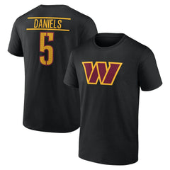 Jayden Daniels Washington Commanders Icon Name & Number T-Shirt Black - NFL