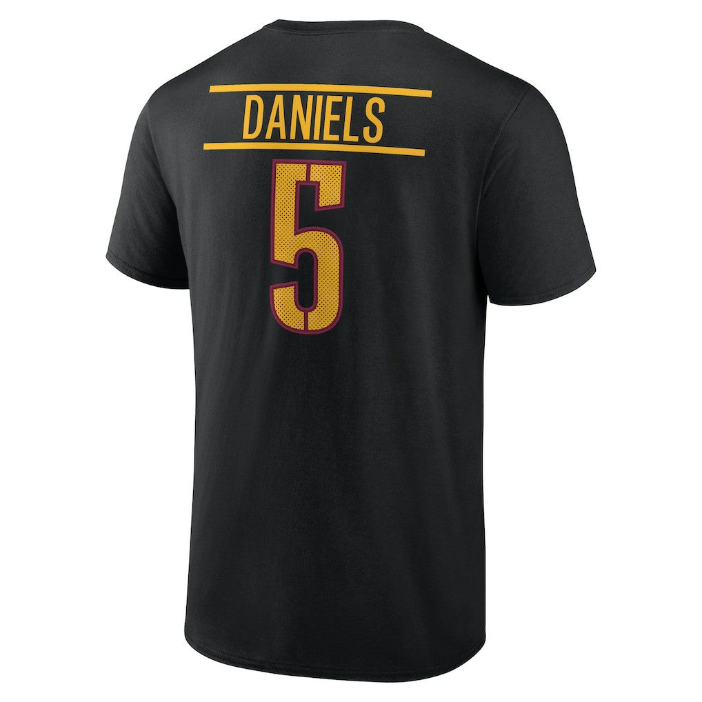 Jayden Daniels Washington Commanders Icon Name & Number T-Shirt Black - NFL