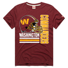 Washington Commanders Homage Helmet Stripe Tri-Blend T-Shirt Burgundy - NFL