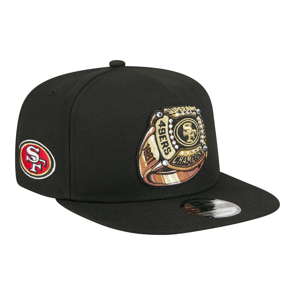 San Francisco 49ers New Era Super Bowl Ring 9FIFTY A-Frame Adjustable Hat Black - NFL