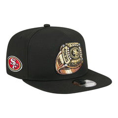 San Francisco 49ers New Era Super Bowl Ring 9FIFTY A-Frame Adjustable Hat Black - NFL