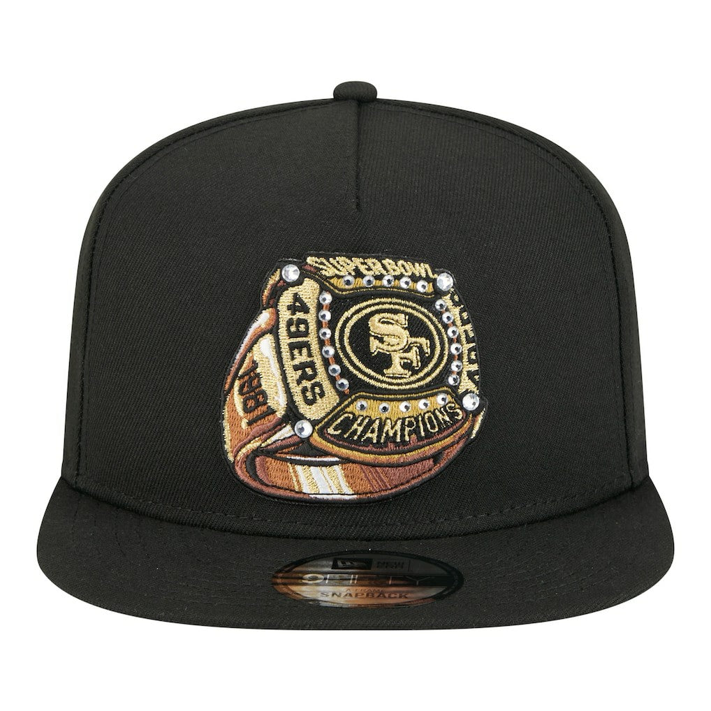 San Francisco 49ers New Era Super Bowl Ring 9FIFTY A-Frame Adjustable Hat Black - NFL