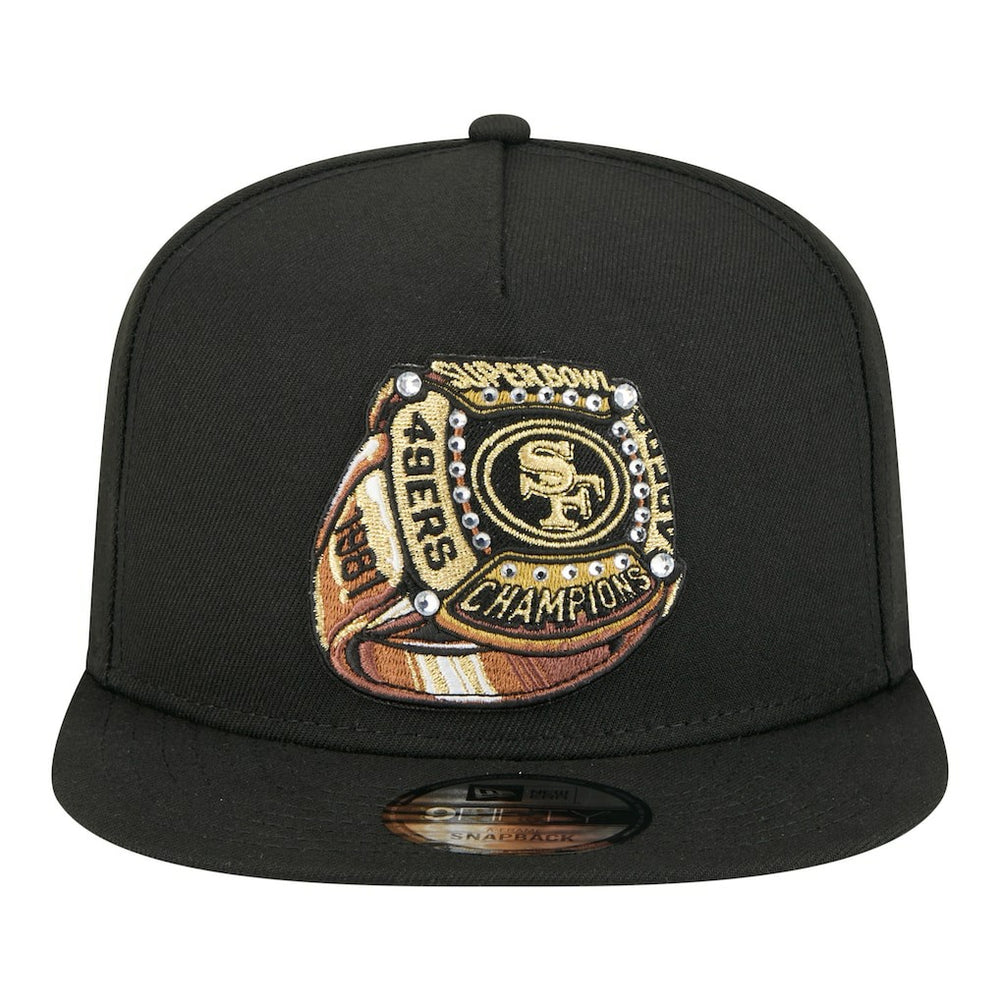 San Francisco 49ers New Era Super Bowl Ring 9FIFTY A-Frame Adjustable Hat Black - NFL
