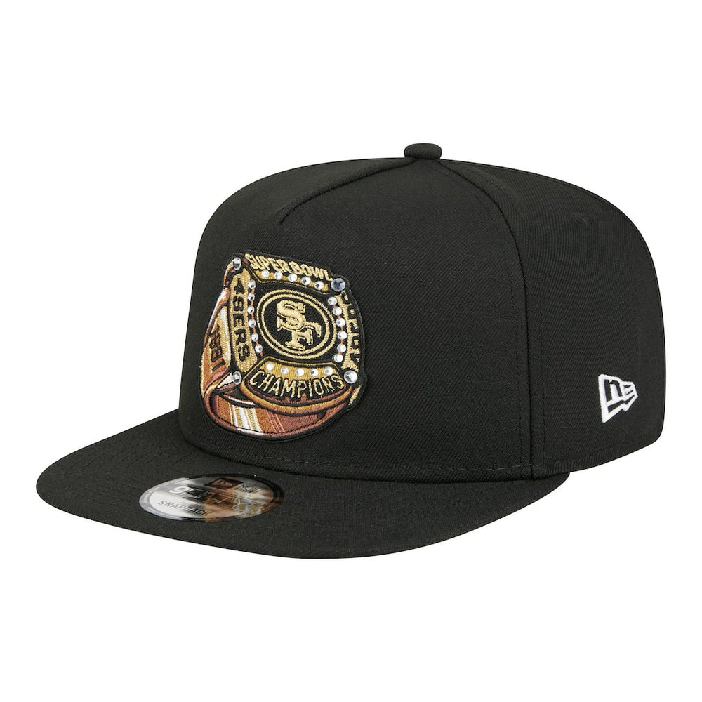 San Francisco 49ers New Era Super Bowl Ring 9FIFTY A-Frame Adjustable Hat Black - NFL