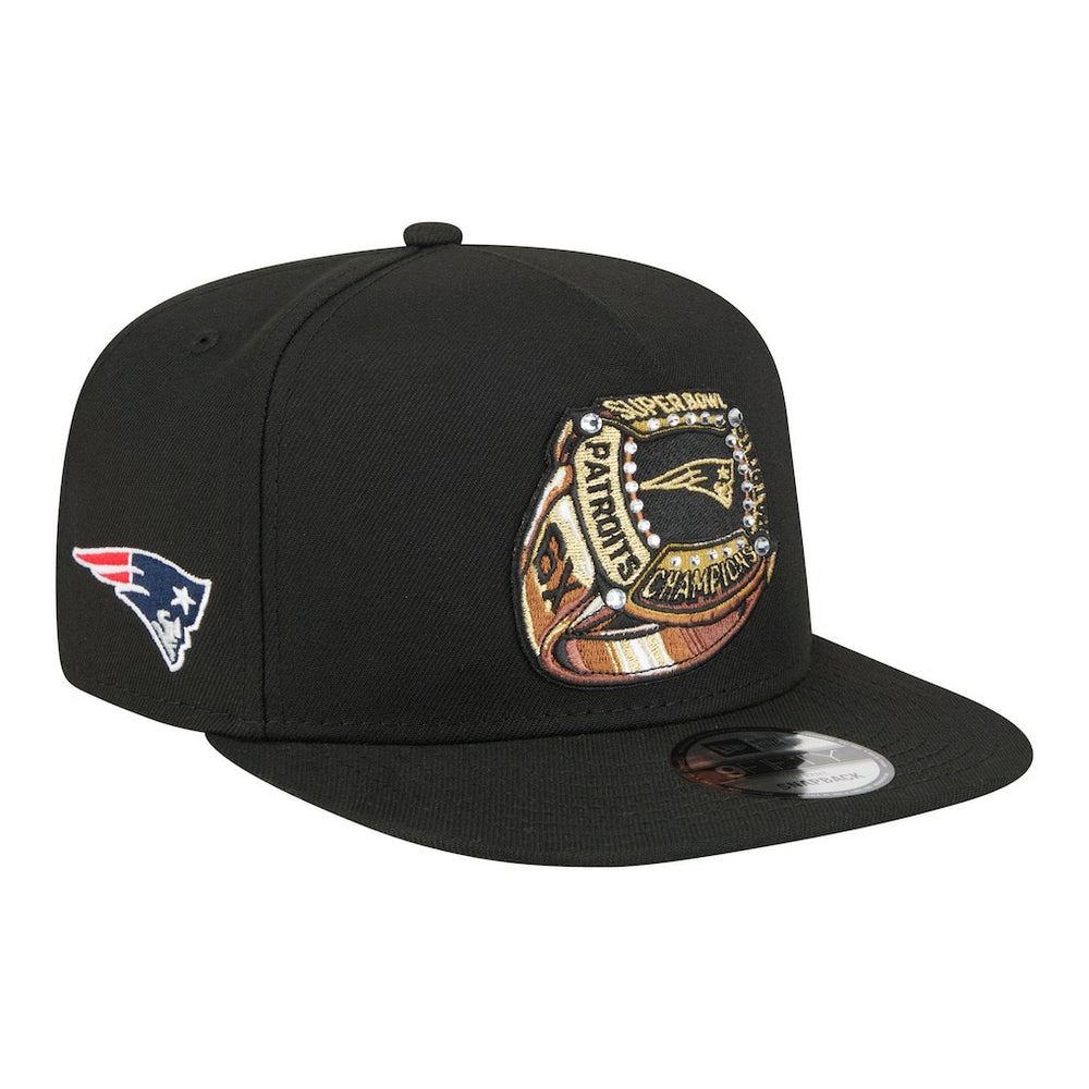 New England Patriots New Era Super Bowl Ring 9FIFTY A-Frame Adjustable Hat Black - NFL
